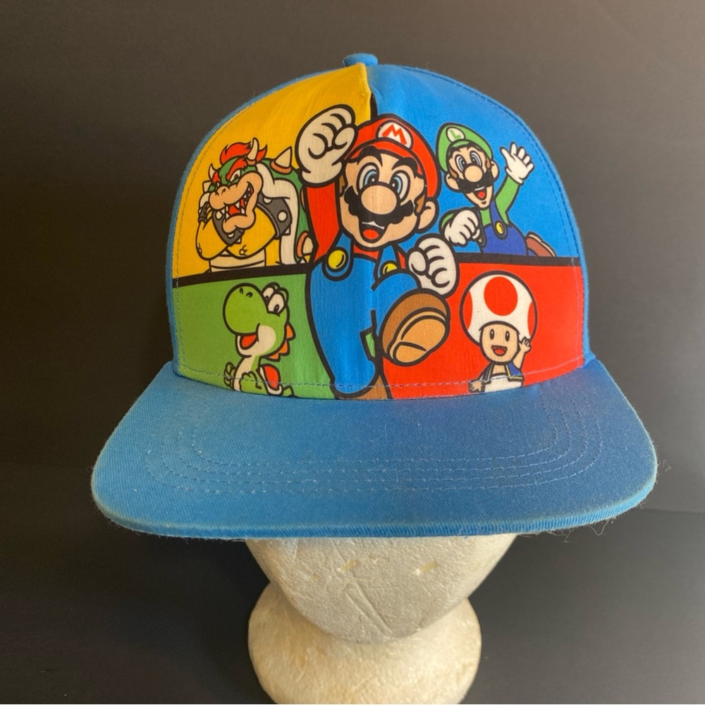 Super Mario Snapback Blue Yoshi, Mario, Toad, Bowser, Kids/Youth Hat
